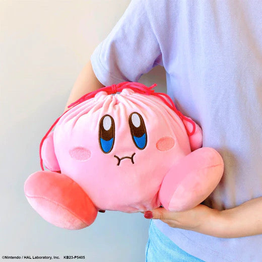 Kirby|可爱撅嘴大容量巾着/束口袋/收纳袋/脚可以捏捏/放软的物品就像一只玩偶|约30cm×25cm×6cm