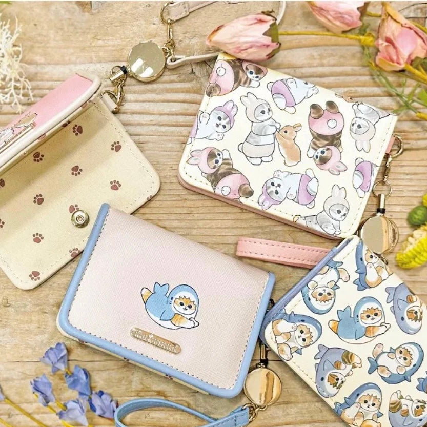 Mofusand|鲨鱼猫炸虾十字纹多用卡包/皮夹/内里也可爱|约70 x 100 x 10 mm