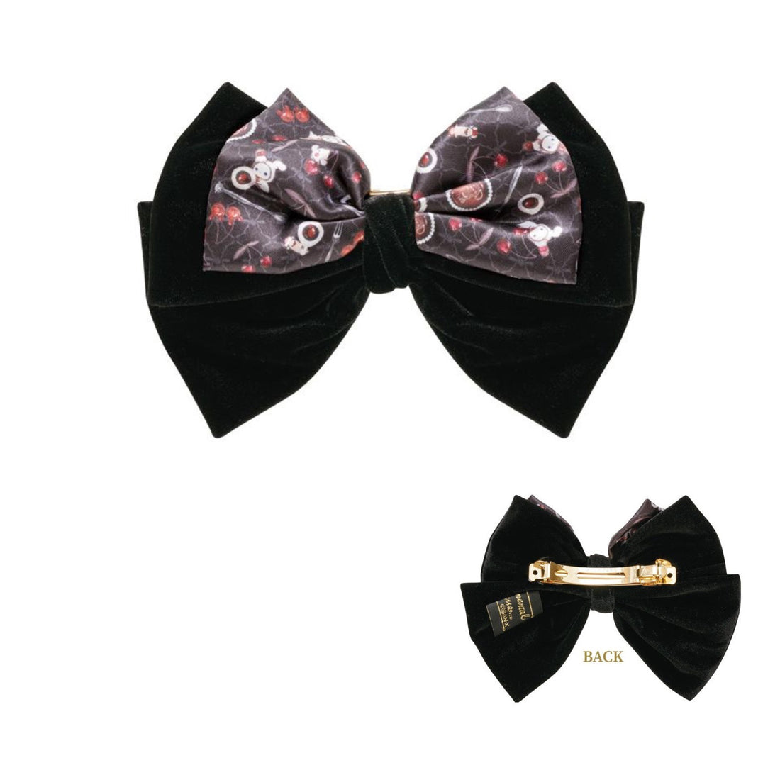 Sentimental Circus忧伤马戏团| San-X Barrette / Late Night Parfait and Stardust Tears Drain Cherries深夜樱桃蛋糕星尘泪丝绒大蝴蝶结发夹|約130×150mm