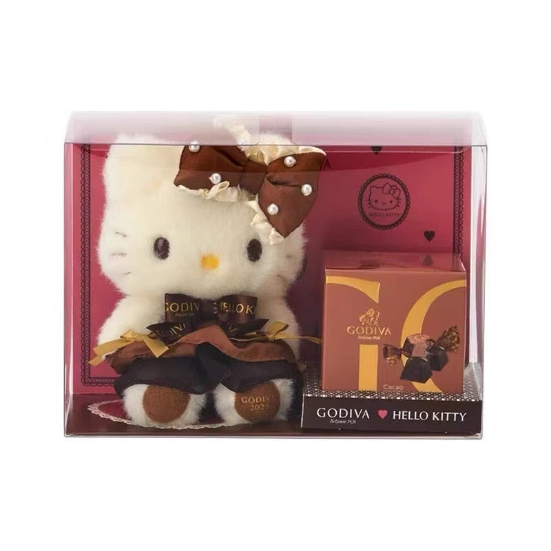 Sanrio三丽鸥|Plush Keychain Hello Kitty Sanrio x GODIVA 2025歌帝梵联名巧克力+毛绒玩偶挂件礼物套装/礼盒