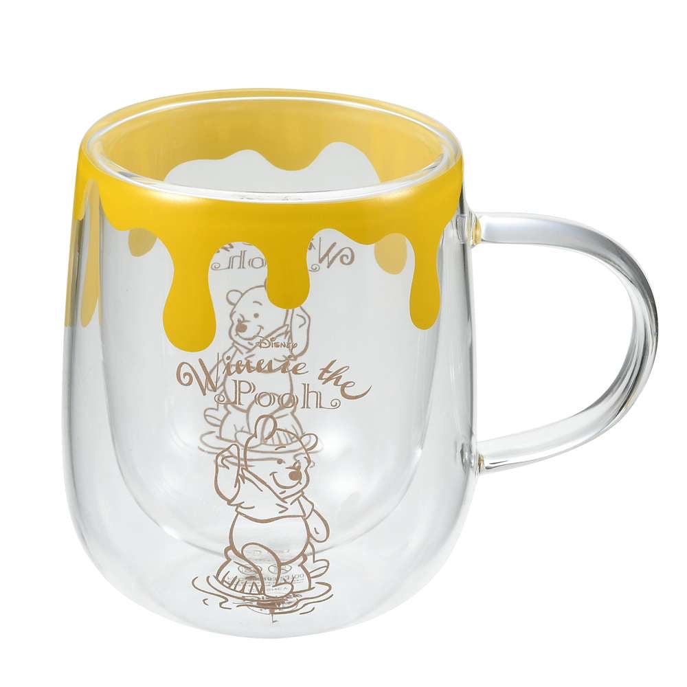 Disney|噗噗小熊维尼双层耐热玻璃杯/自带蜂蜜挂壁|高さ約10×幅13×奥行き9(cm)