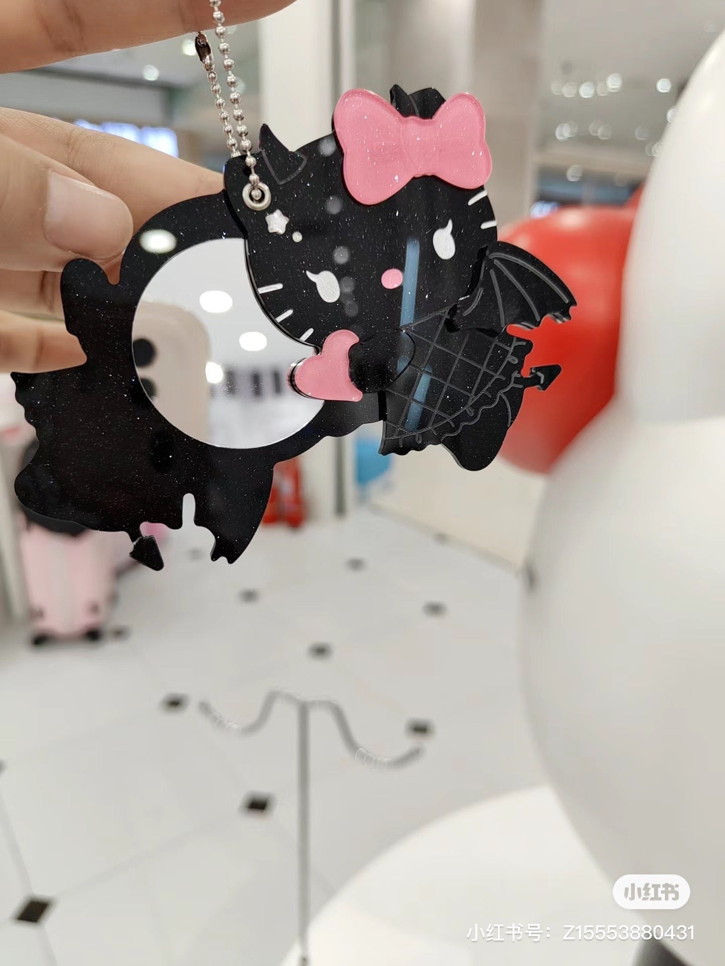 Hello kitty凯蒂猫|Sanrio Hello Kitty Slide Mirror/ Angel and Little Devil天使恶魔闪闪滑动随身镜|约8.6 x 6.0 x 1.0cm