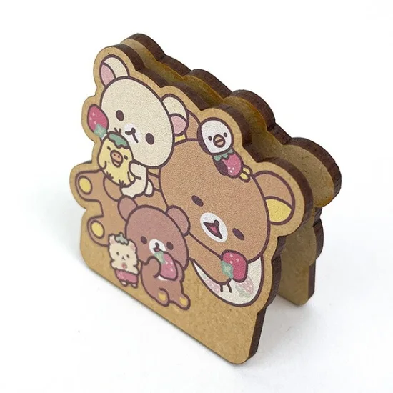 Rilakkuma轻松熊|草莓系列可爱三角色合一木夹|约5.5cm×6.5cm×2.5cm