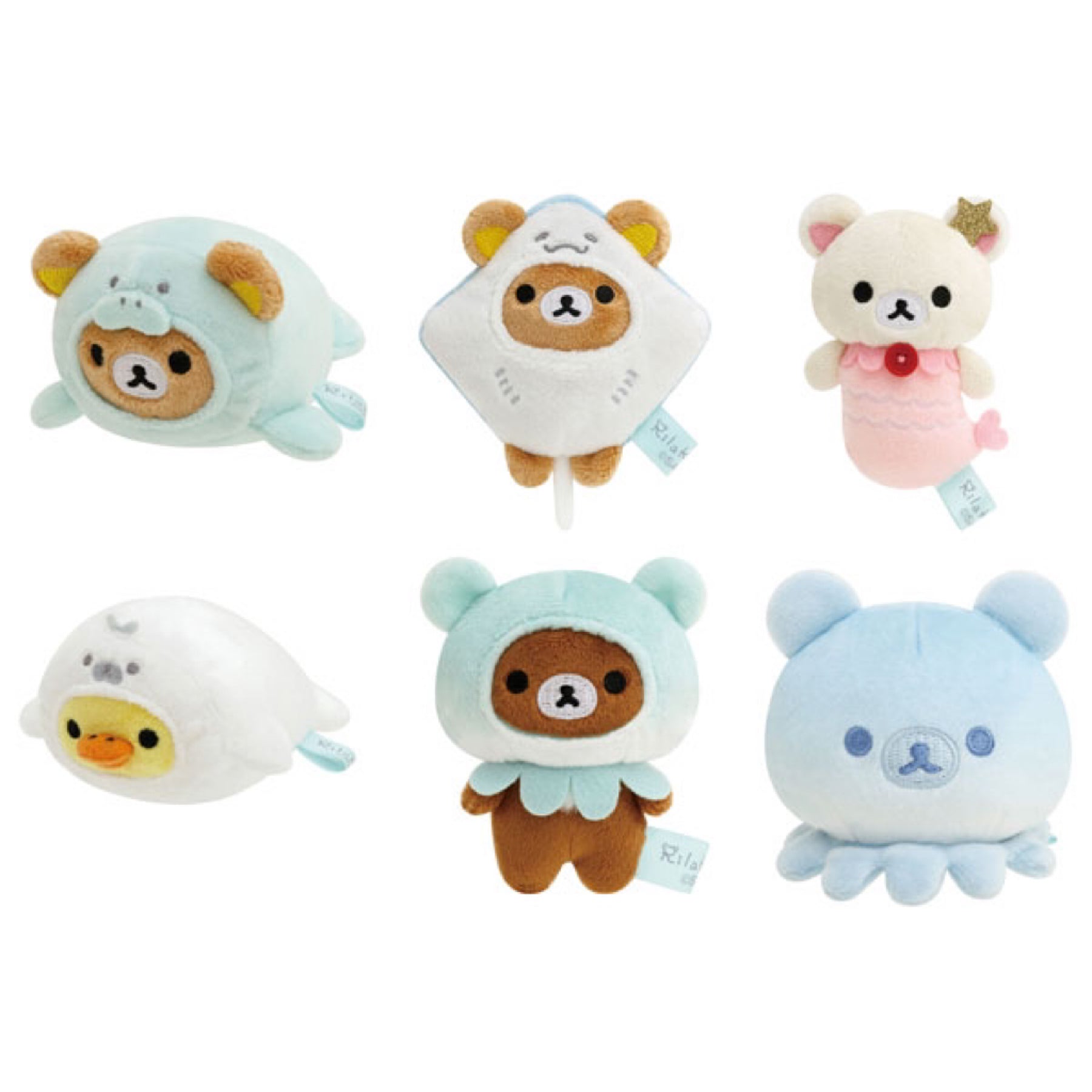 Rilakkuma轻松熊|海洋系列可爱小公仔/大手玉/沙包/共6种|50×60×80mm