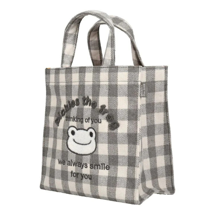 Pickles Frog泡菜蛙|简洁黑白格纹托特包/收纳包/防水内里|H23×W23×D12cm