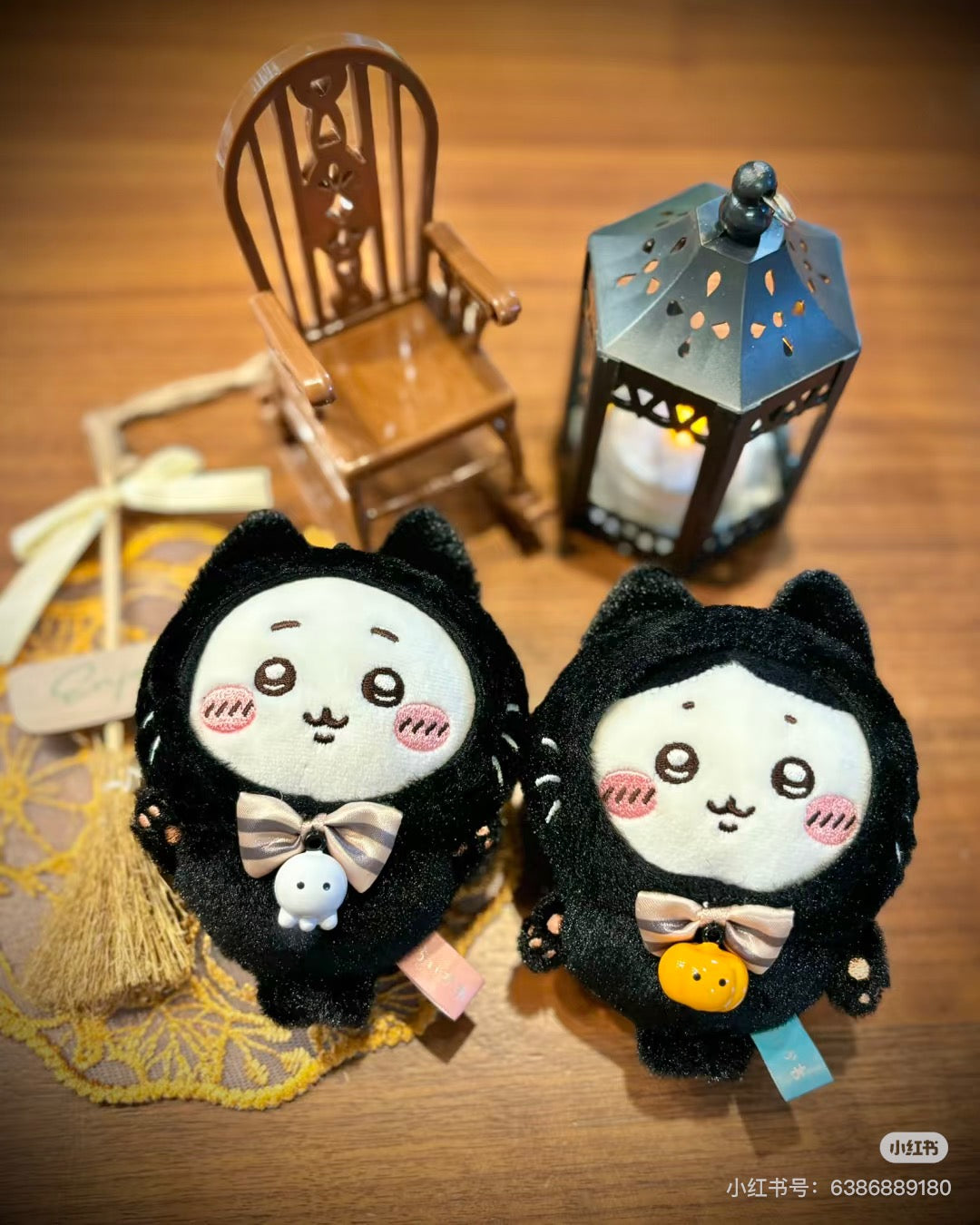 Chiikawa 吉伊卡哇|Plush Keychain Usagi Black Cat Ver万圣节限定黑猫毛绒玩偶挂件/包挂/铃铛会响很可爱|约H120×W85×D70mm