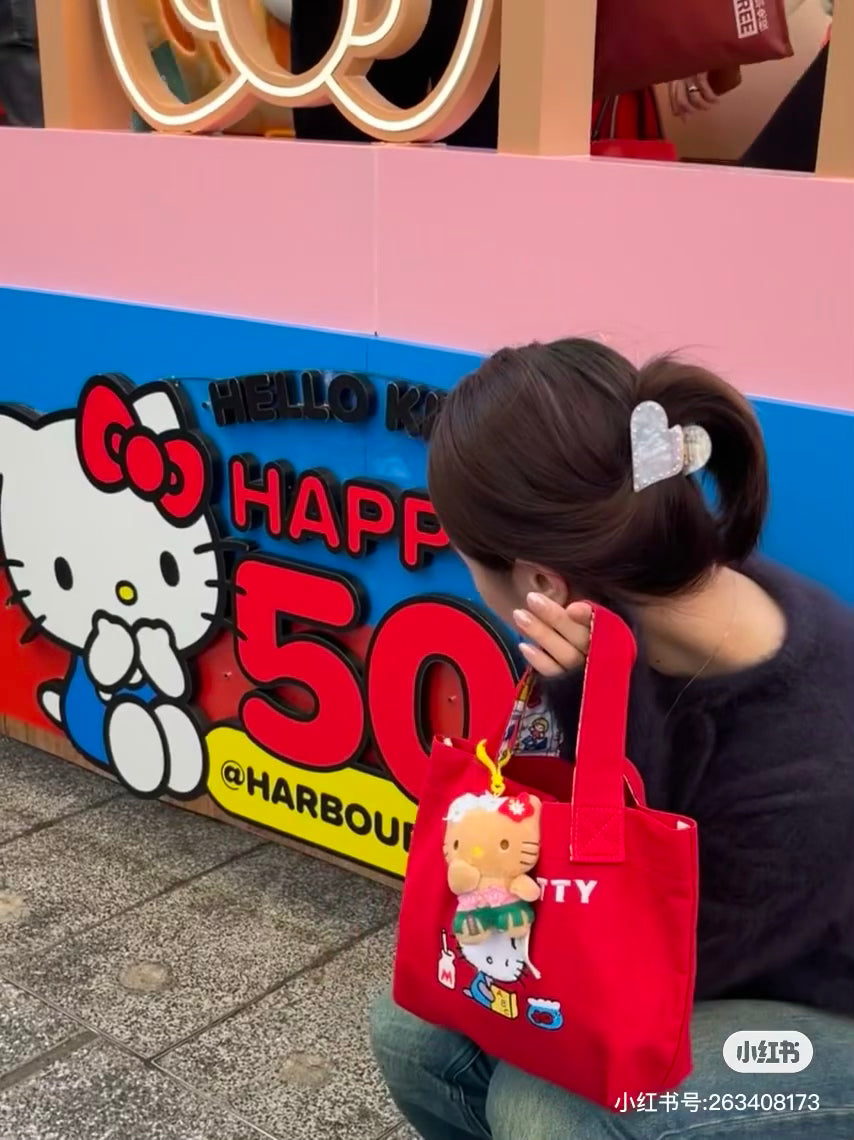 HelloKitty凯蒂猫|Sanrio Hello Kitty 50th Anniversary Classic Mini Tote Bag50周年限定迷你托特包/手提包|约H20 x W30 x D10cm