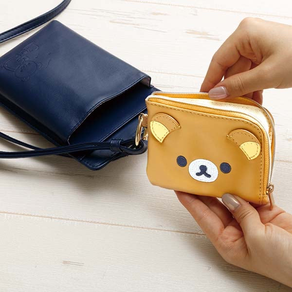 Rilakkuma轻松熊|晚安睡梦系列超软皮质感零钱包手机包斜背包组|手机包约180×110×10mm