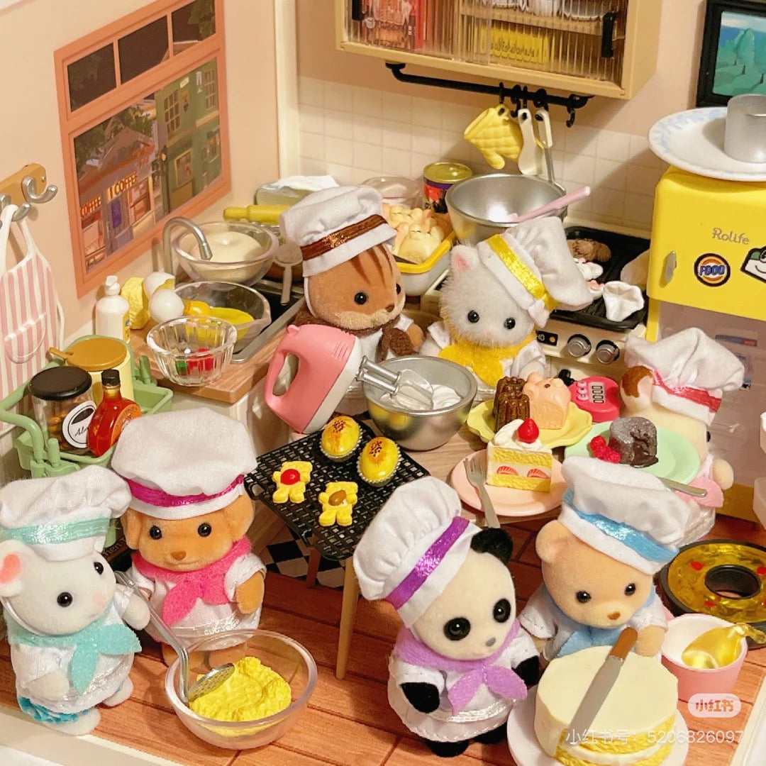 【store available/ limit 1】SylvanianFamilies|Lively Baby Bakery Chef 7 Baby Dolls Set
