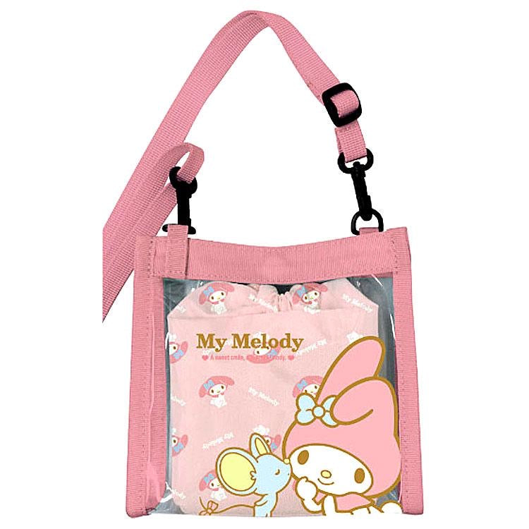 Sanrio|Clear Shoulder Bag with Drawstring|H150×W155×D60mm approx.