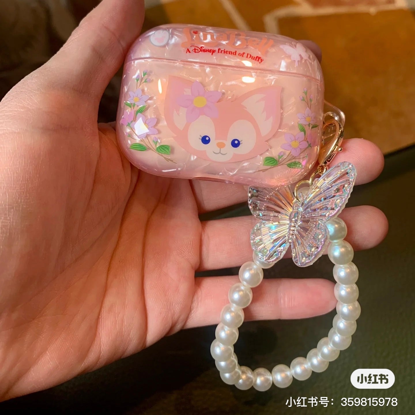 Disney SH|LINABELL玲娜贝儿AirPro无线耳机套/保护壳/珍珠蝴蝶吊饰