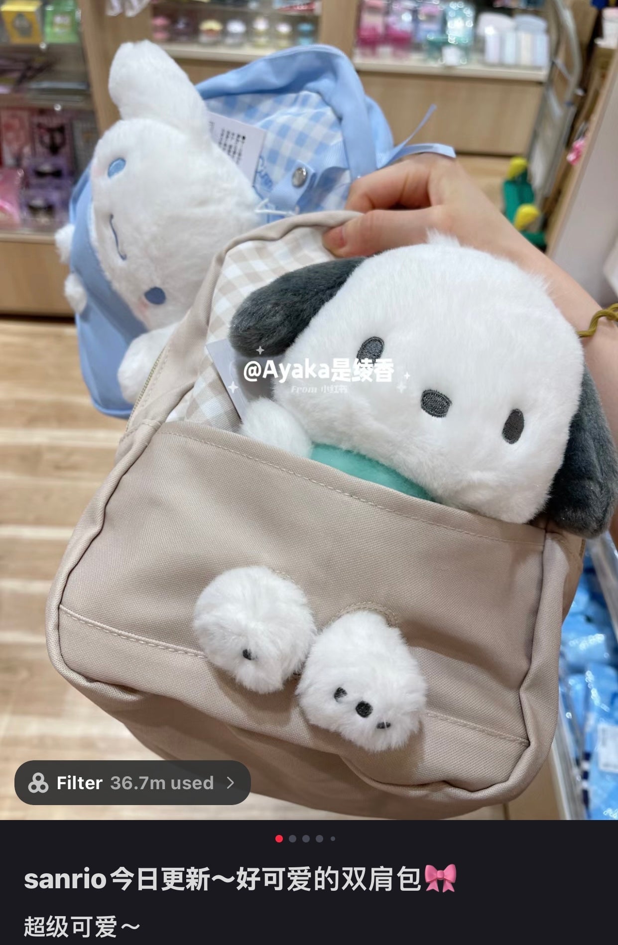 Sanrio|2023公仔kids小书包/含一只与包包匹配的公仔/小脚脚可以露出|约20 x 9.5 x 25 cm