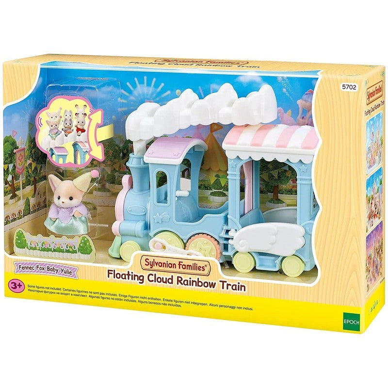 SylvanianFamilies森贝儿家族|Floating Cloud Rainbow Train-Fennec Fox Baby Yulie云朵彩虹列车耳阔狐套组/玩具/过家家5702