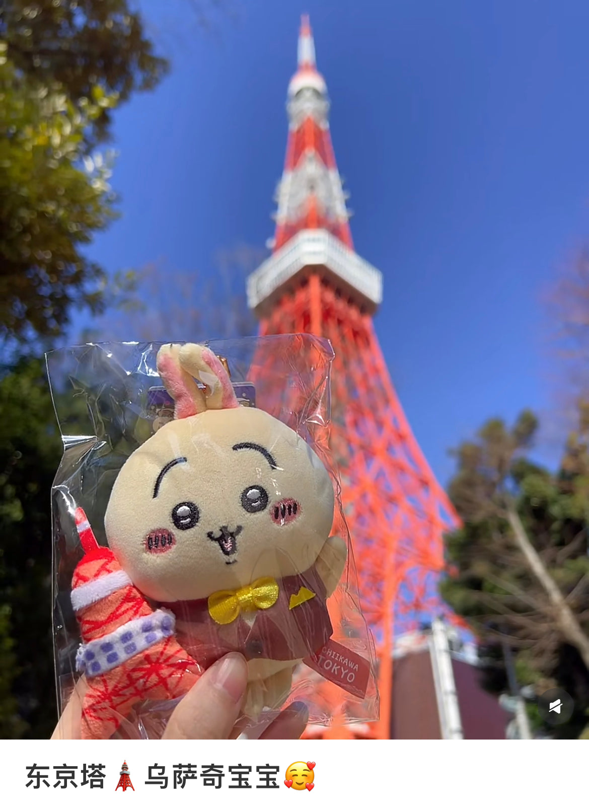 chiikawa|Local Limited Usagi Tokyo Tower Mascot Holder /Plush Keychain|约W85 x H95 x D45mm