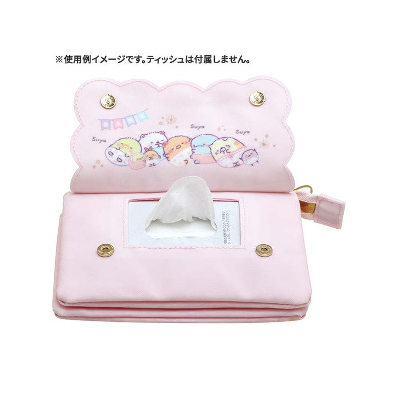 角落生物|防水多层设计多功能化妆包/单独搭扣设计可直接取物/取纸巾/反面也很美|约110 x 160 x 15 mm