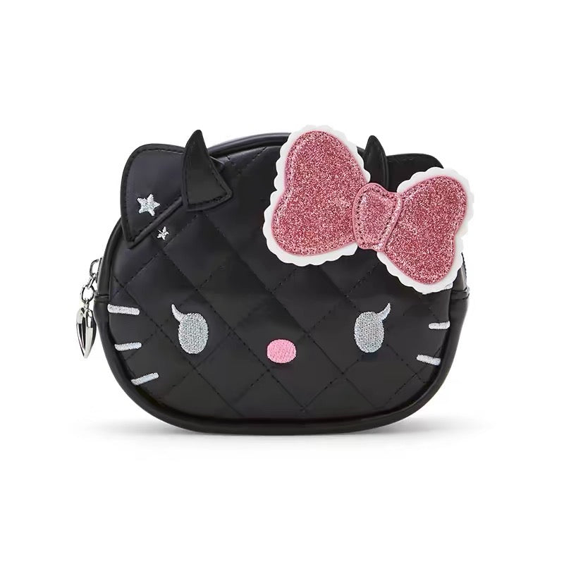 Hello kitty凯蒂猫|Sanrio Hello Kitty Face-Shaped Pouch / Angel and Little Devil天使恶魔手拿小包/背面有小翅膀|约 20.1 x 18.1 x 8.0cm