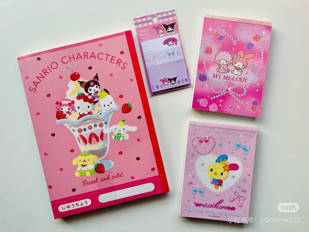 Sanrio|My Melody/Usahana Memo A6 Ballet Core Pattern|W103 x H145 x D11 mm Approx.