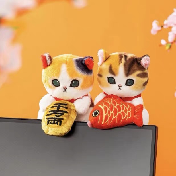 Mofusand|Monitor Plush Toy - Cat 鲨鱼猫鲷鱼猫毛绒玩偶摆件|約H120×W75×D110mm