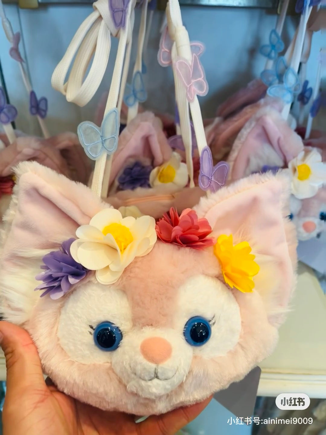 Disney迪士尼|2024东迪春日复活节限定贝儿大头包/肩带上有蝴蝶/背面刺绣卡位也超美|约19*20cm/肩带约100cm