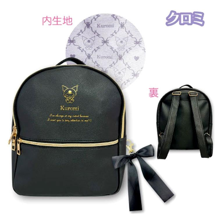 Sanrio|地雷系皮质感角色蝴蝶结挂饰小书包/可爱内里|約H27×W23.5×D13cm