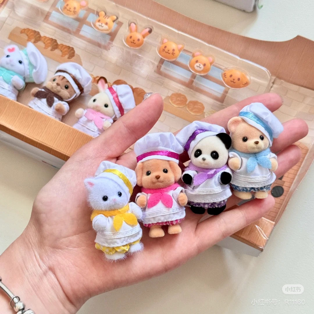 【store available/ limit 1】SylvanianFamilies|Lively Baby Bakery Chef 7 Baby Dolls Set