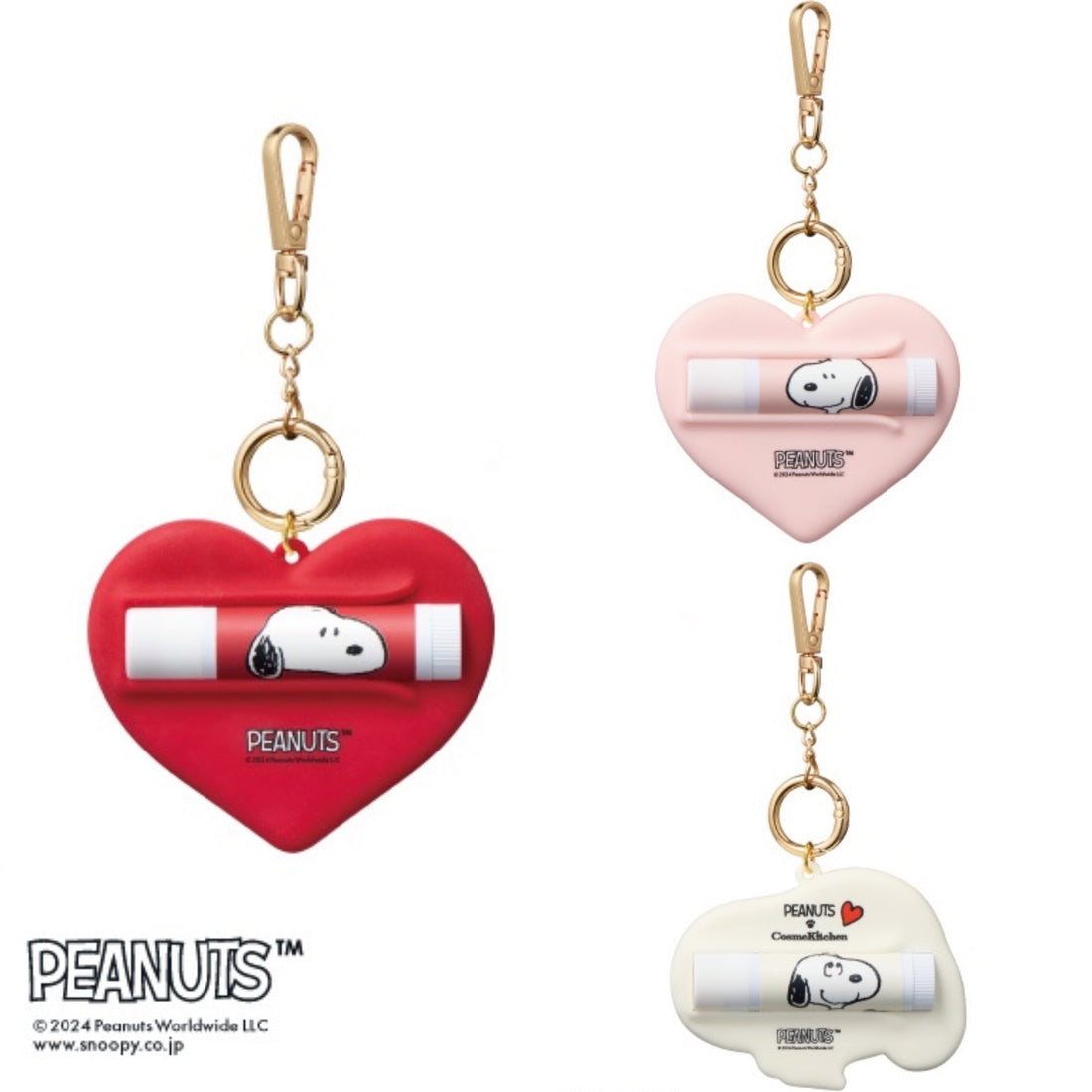 Snoopy史努比|Cosme Kitchen Products PEANUTS硅胶钥匙扣挂件+润唇膏套组|约152.0 x 35.0 x 113.5 mm