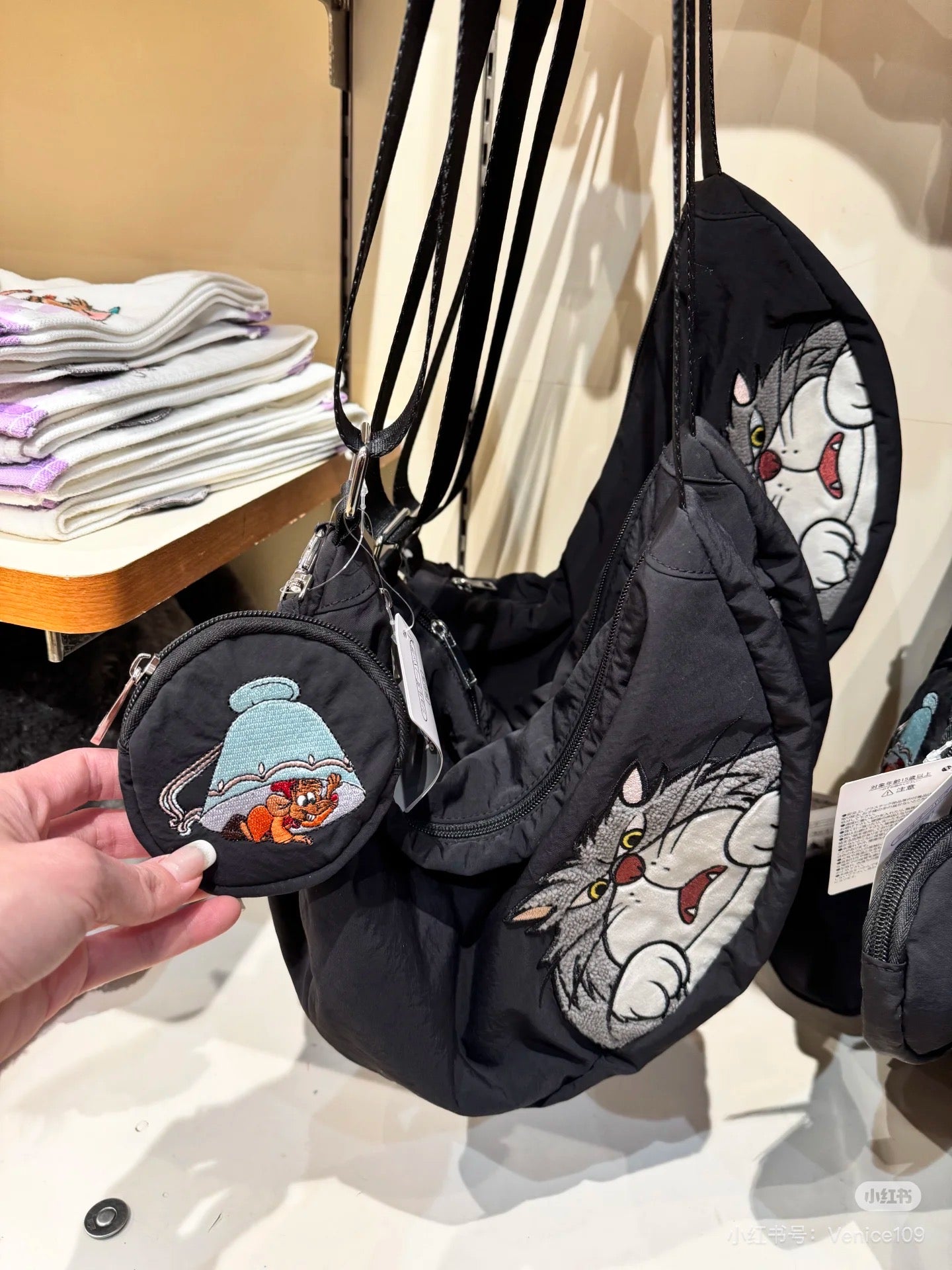 Disney| 2025 CAT DAY Cinderella Lucifer&Jack shoulder bag with pouch