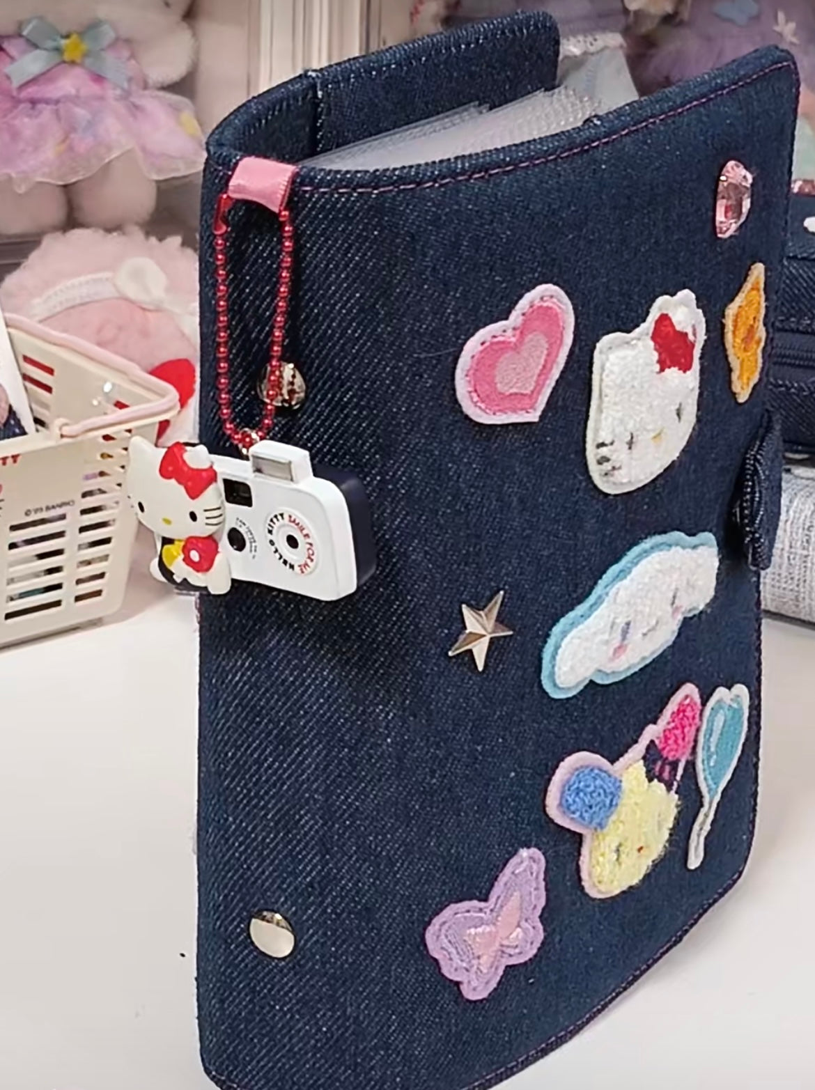 Sanrio三丽鸥|Binder Characters 6-Hole A6 Notebook Size Card Storage Clear 2-Tier Pocket/Denim Patch牛仔丹宁贴布系列活页相册/卡片收纳册/正反面不同图案|约21.2 x 20.0 x 5.2cm