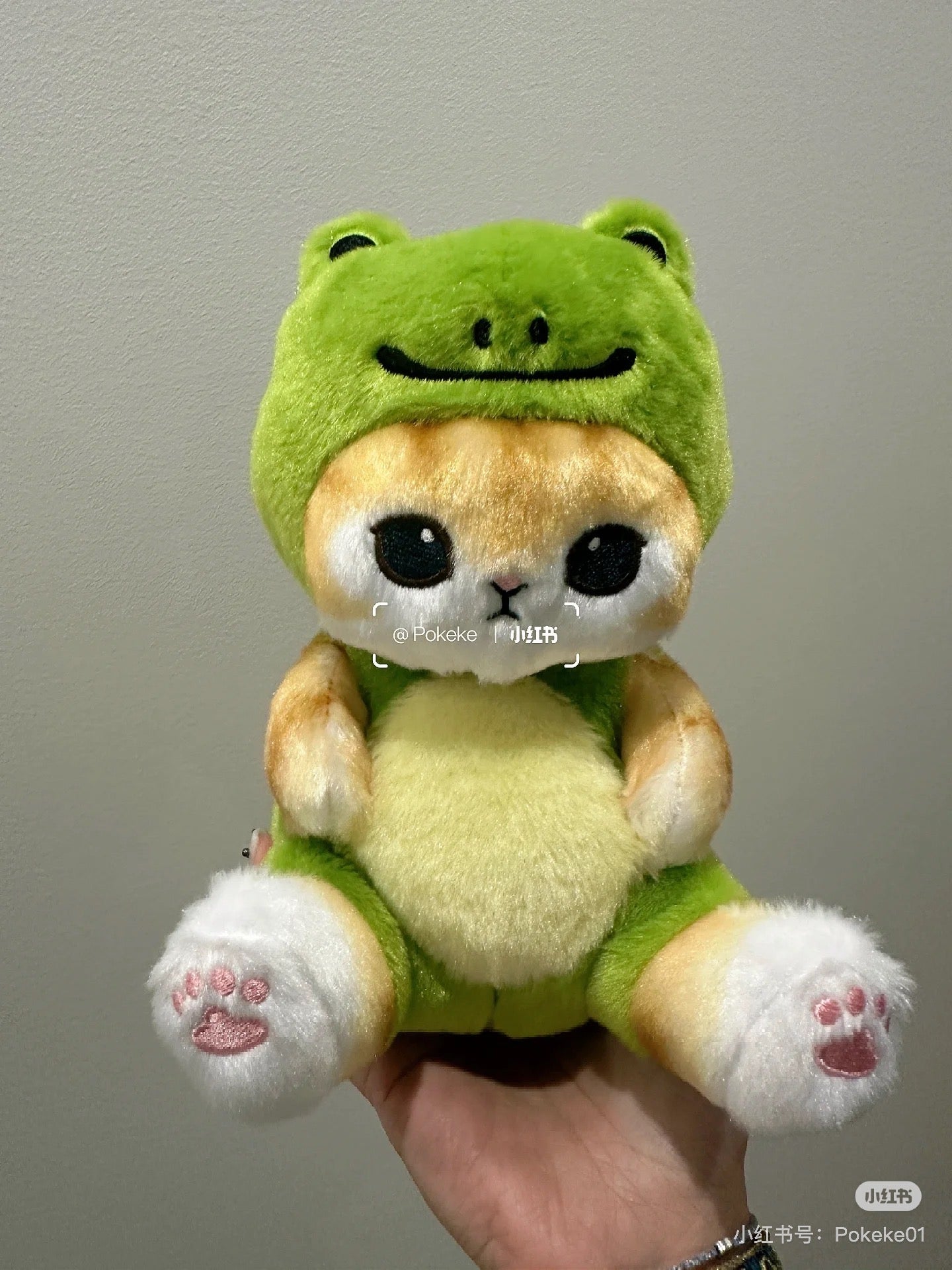 Mofusand|Chubby Potetama Plush Toy - Frog Cat : Kaeru Nyan Beige | 200×130×130mm approx.