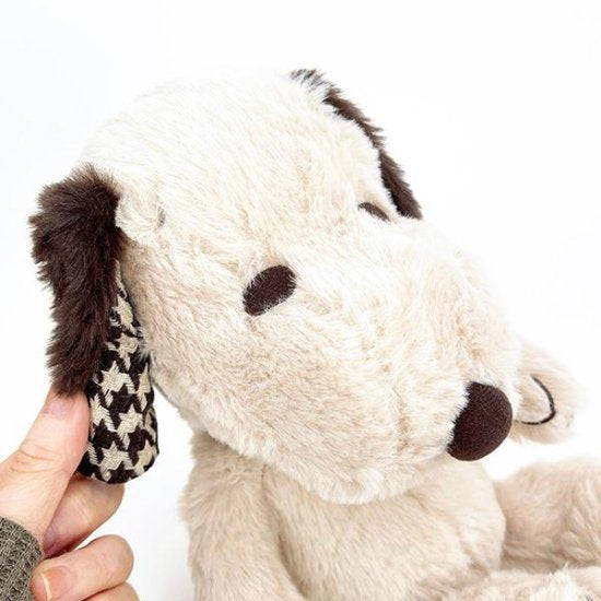 Snoopy史努比|Mocha Check S Plush Toy Interior Brown摩卡茶色千鸟格耳朵超好摸S号毛绒公仔/玩偶|约23cm×17cm×16cm