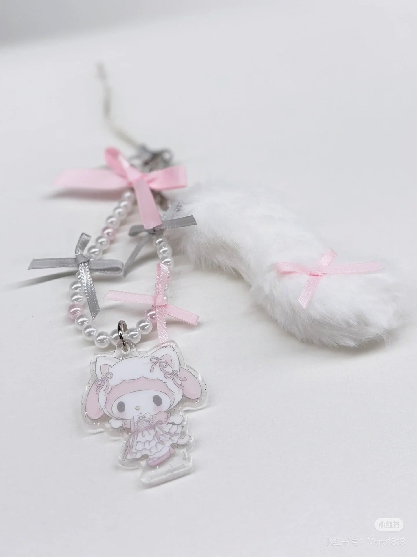 Sanrio|White Cat Ballerina Keychain/Keyring|1.2 x 9.9 x 18.4cm approx.