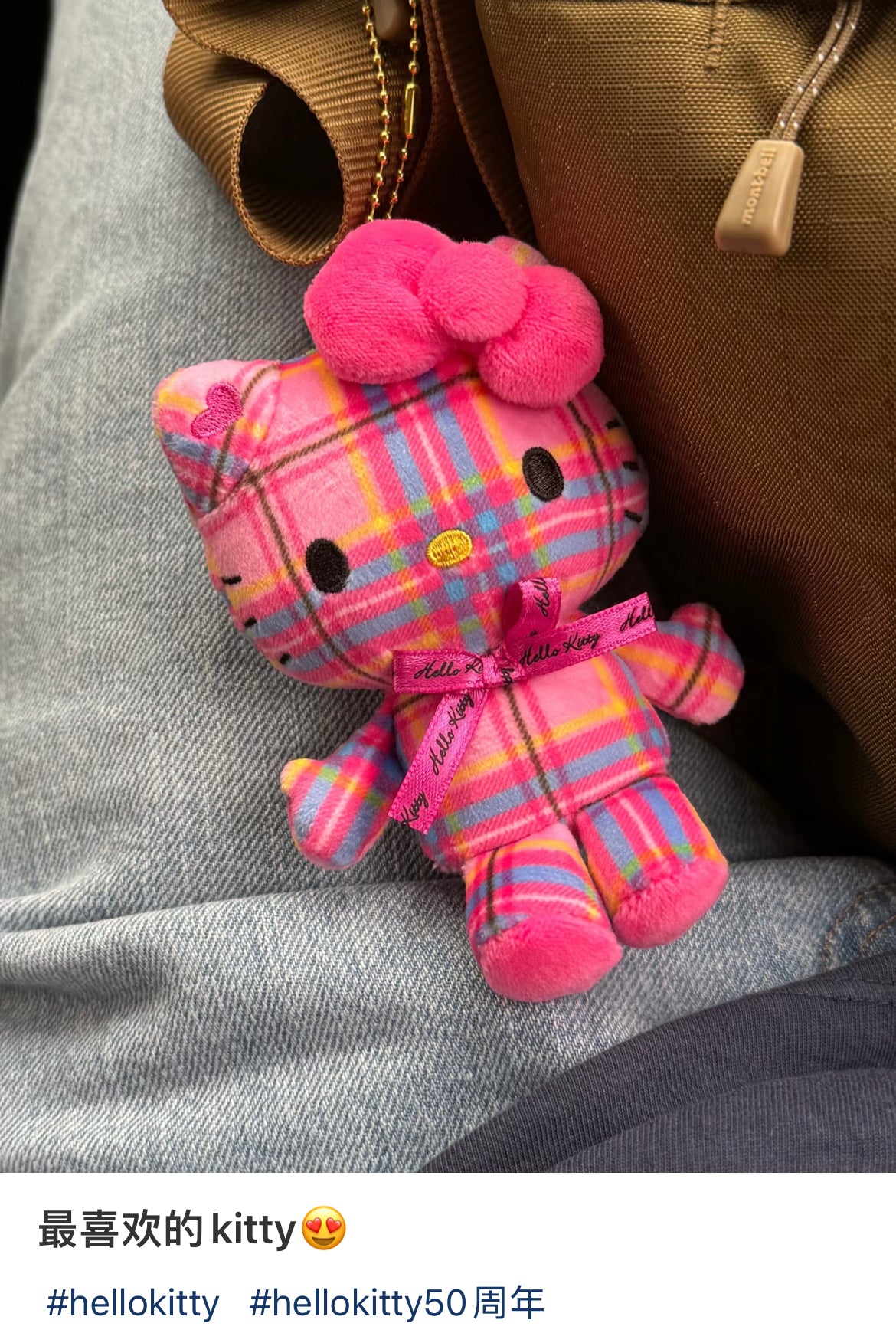 HelloKitty|Sanrio 50th Anniversary Collection Tartan Mascot Holder /Plush Keychain| 85x100x45mm approx.