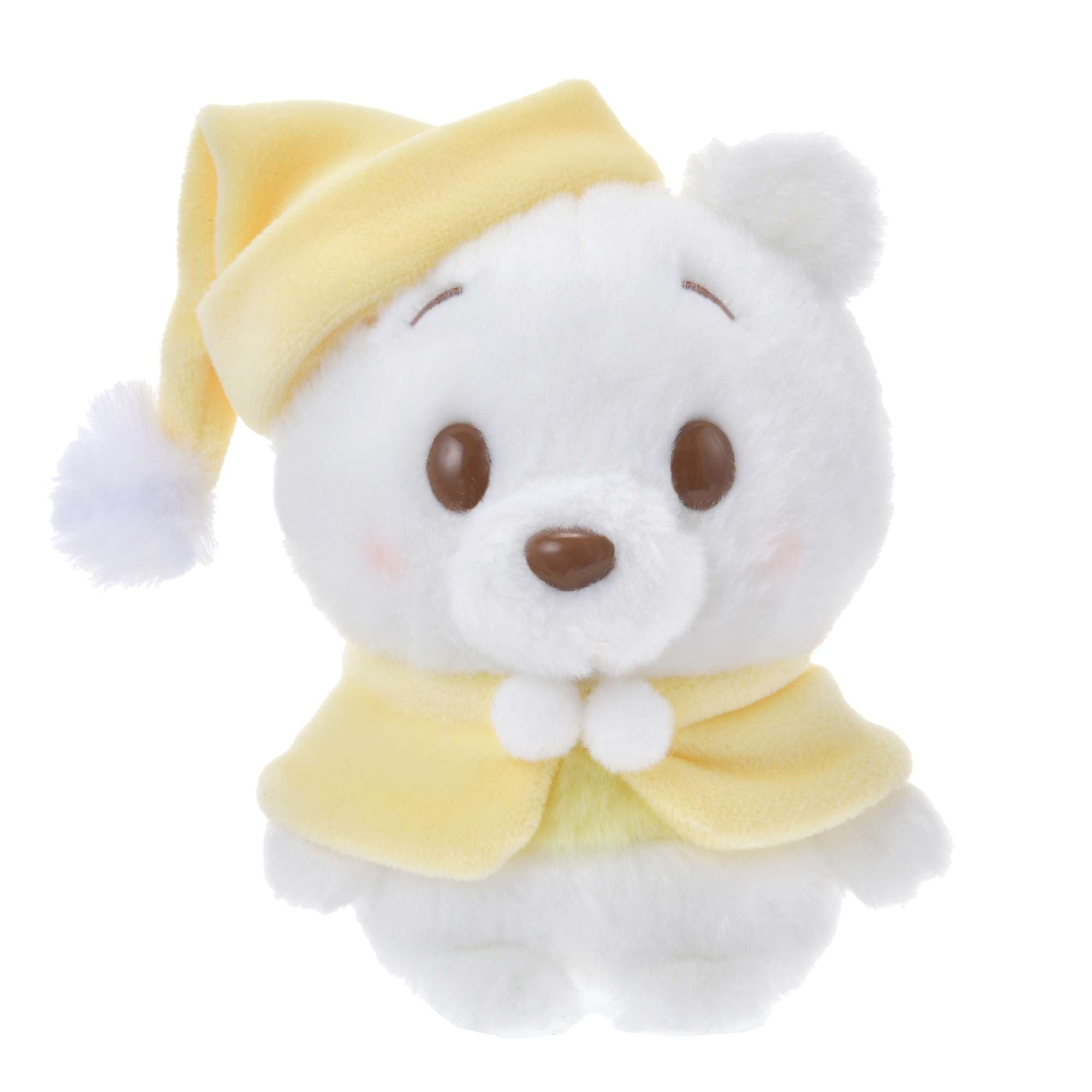 Disney迪士尼|Winnie the Pooh Urupocha-chan Plush Doll Fruit Latte Color东迪冬日限定水果拿铁色睡衣睡帽斗篷系列豆豆眼毛绒小玩偶/公仔摆件|约H11.5×W10.5×D7.5cm