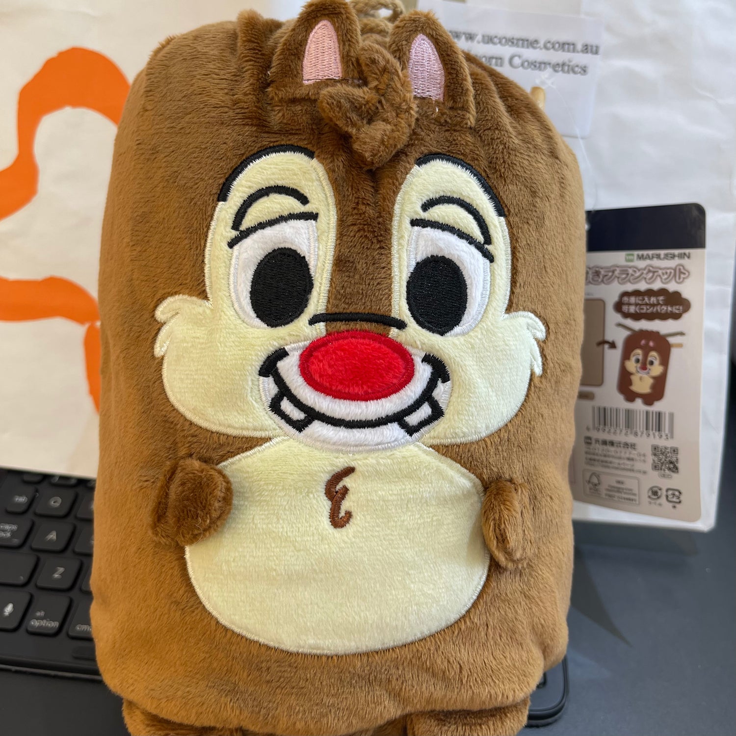 Disney|奇奇蒂蒂毛茸茸毯子巾着/收纳|約H70×W100cm