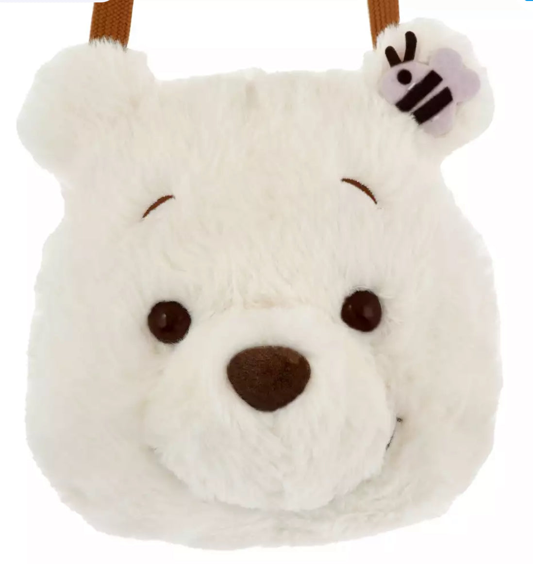 Disney|2023 Winnie the pooh小熊维尼White pooh白色冬日大脸斜背包/内里也有噗噗|高さ約16×幅15×奥行き9.5(cm)