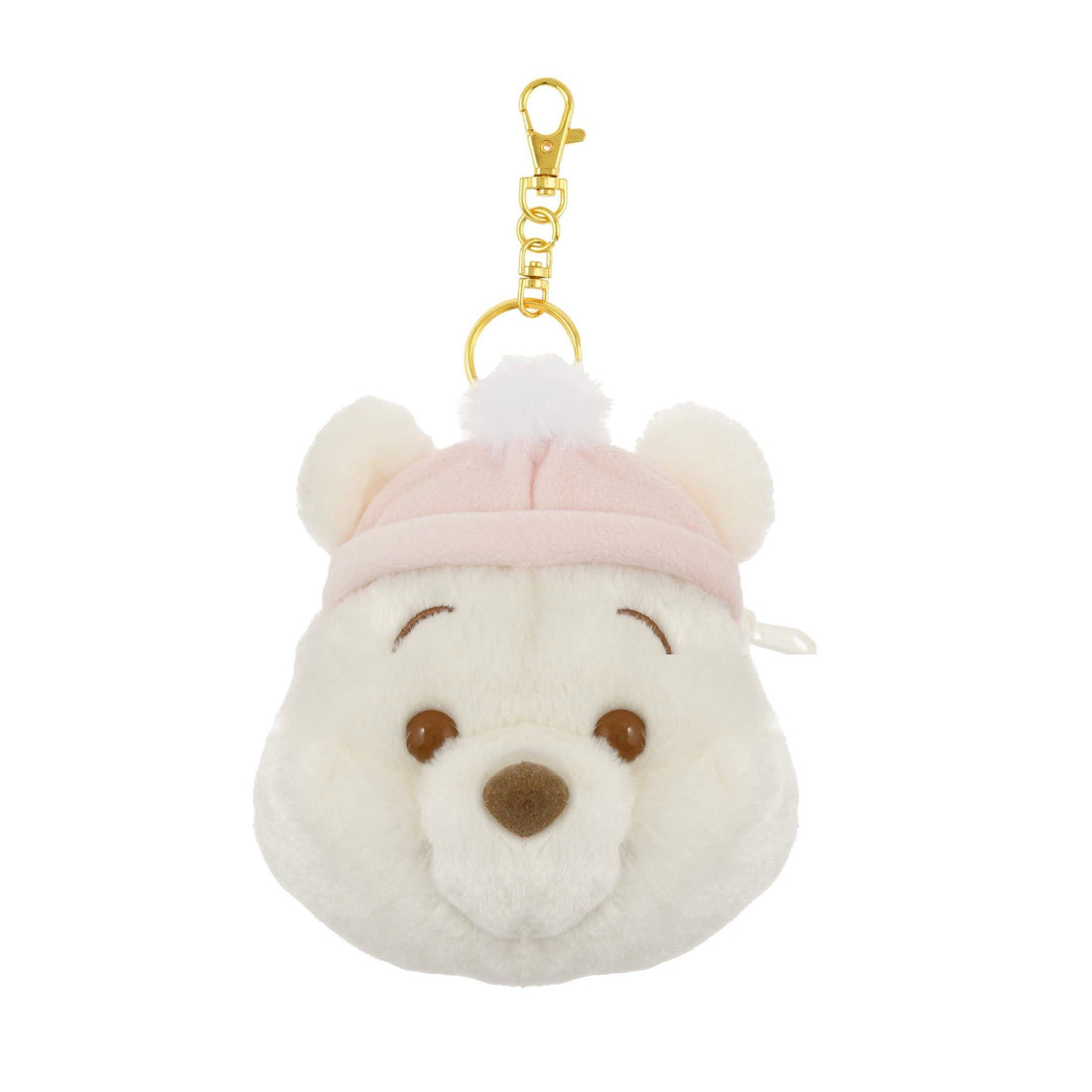 Disney迪士尼|Winnie the Pooh Pass Case Fruit Latte Color White Pooh东迪冬日限定水果拿铁色睡衣睡帽斗篷系列噗噗维尼脸型毛茸茸可伸缩卡包/收纳包/零钱包|约H14.5×W12×D9cm