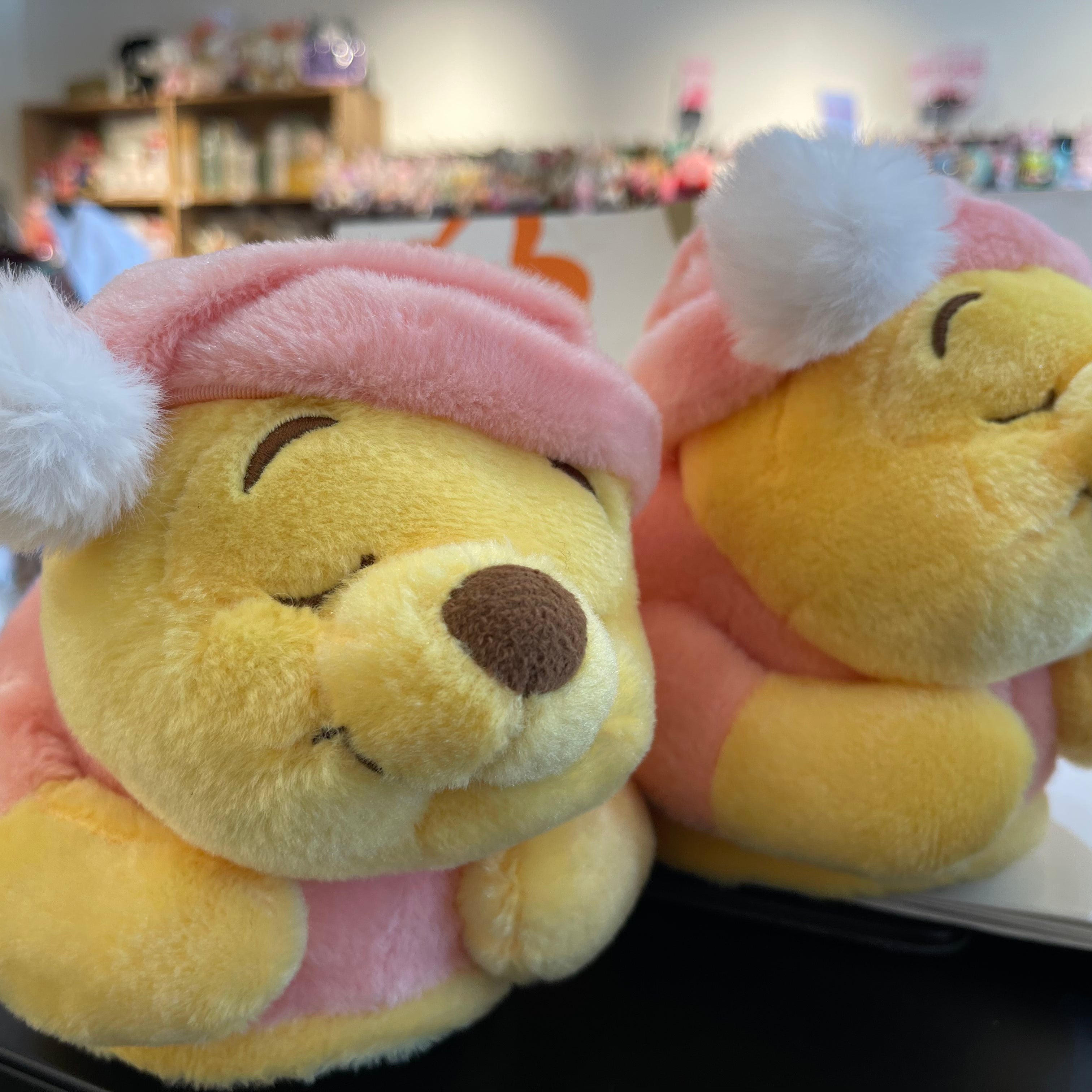 Disney SH|winnie the pooh居家维尼/晚安睡帽噗噗软软拖鞋