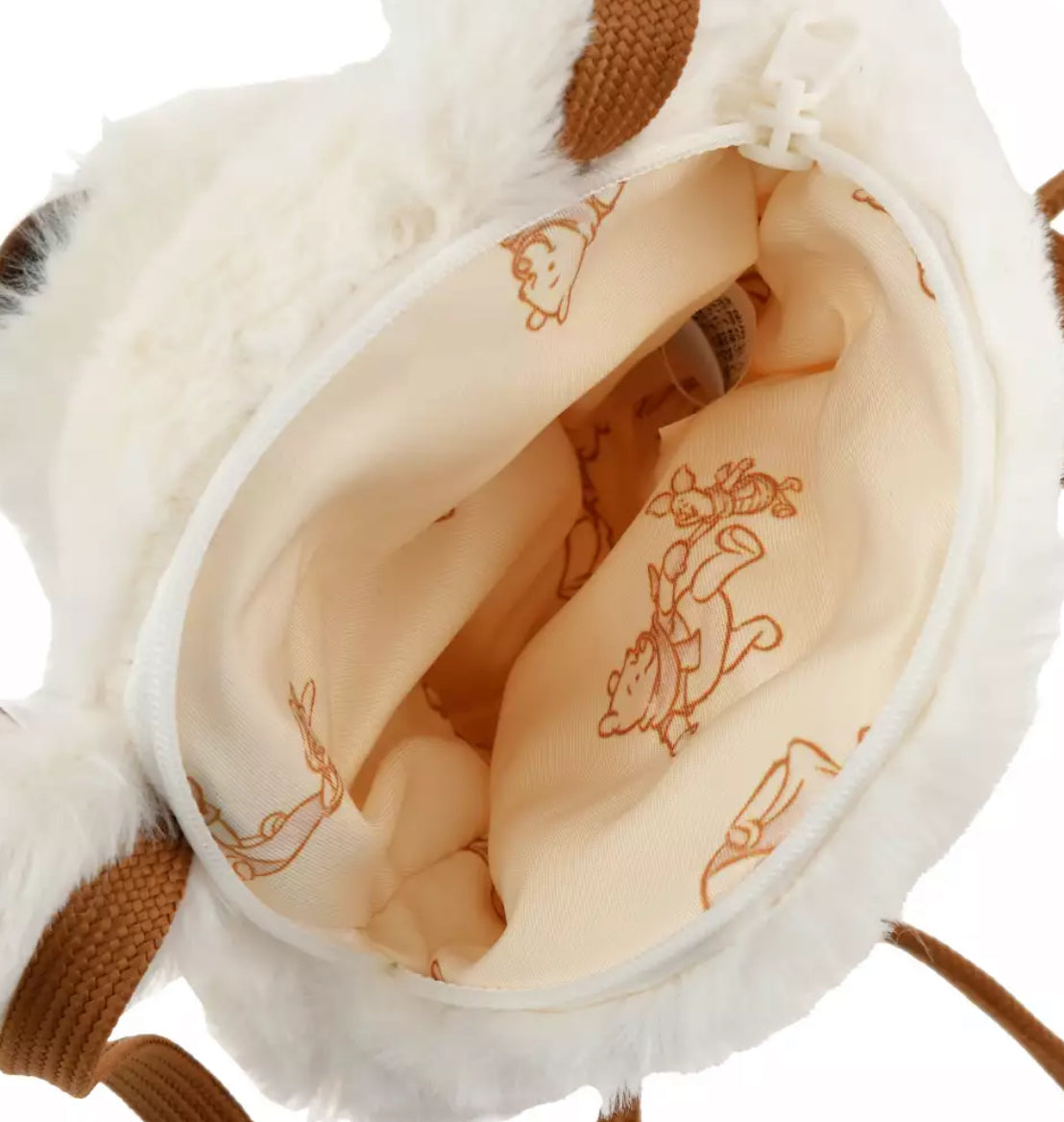 Disney|2023 Winnie the pooh小熊维尼White pooh白色冬日大脸斜背包/内里也有噗噗|高さ約16×幅15×奥行き9.5(cm)