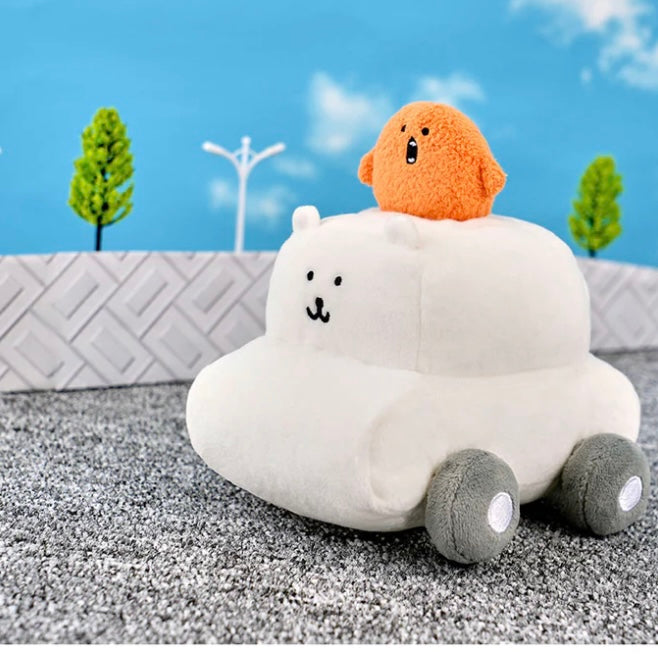Nagano嘲讽熊|Become a Nagano Market carNagano bearPlush可爱薯饼坐车车公仔/薯饼可以拿起|約H140×W140×D150mm