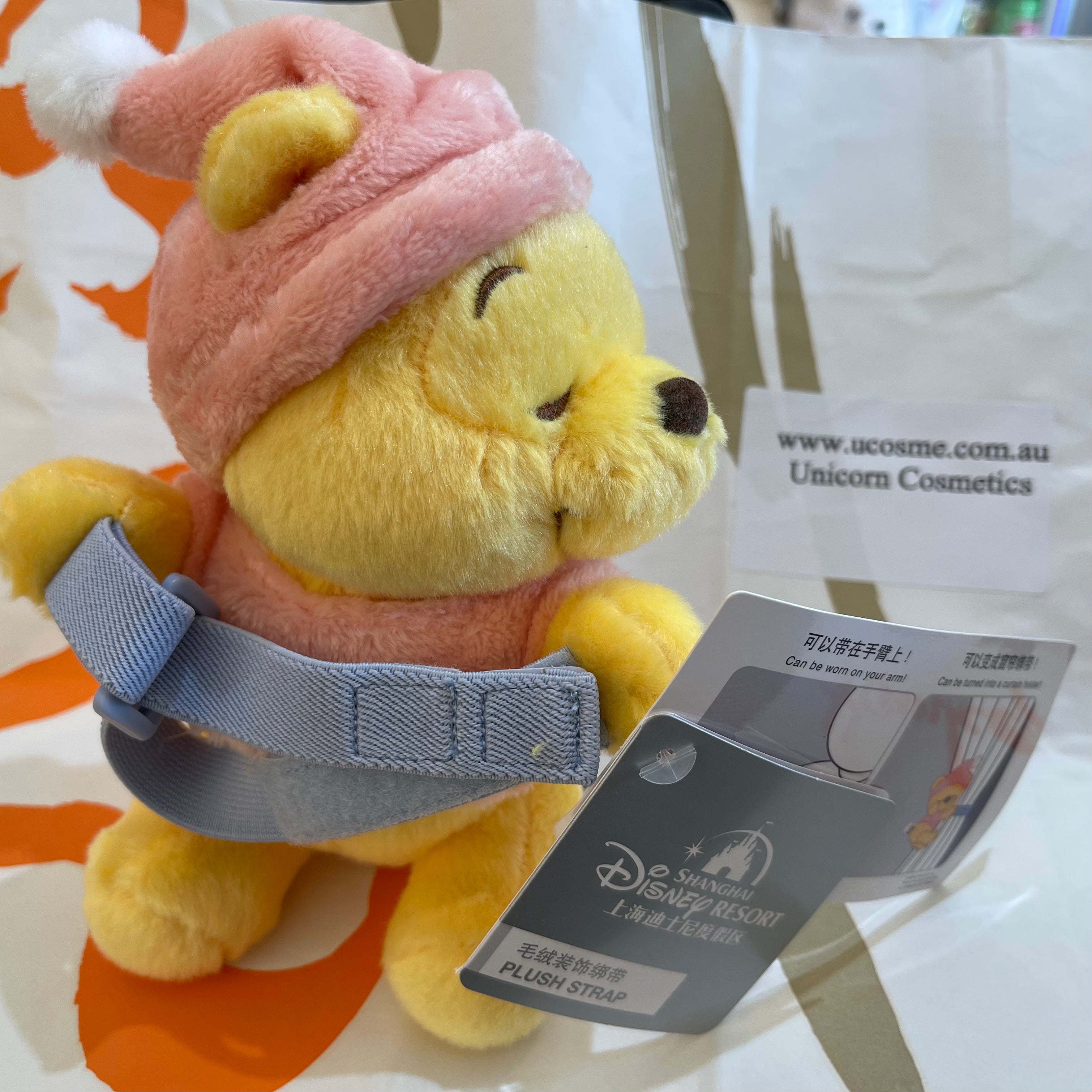 Disney SH|winnie the pooh居家维尼/晚安睡帽噗噗窗帘绑/窗帘挂/也可戴在手臂上|约20cm