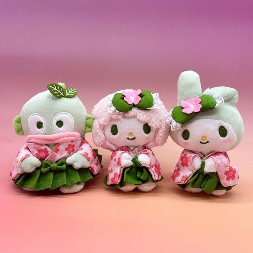 Sanrio|Matcha Sakura Kimono Mascot Pouch Plush Keychain|90×145×70mm approx.