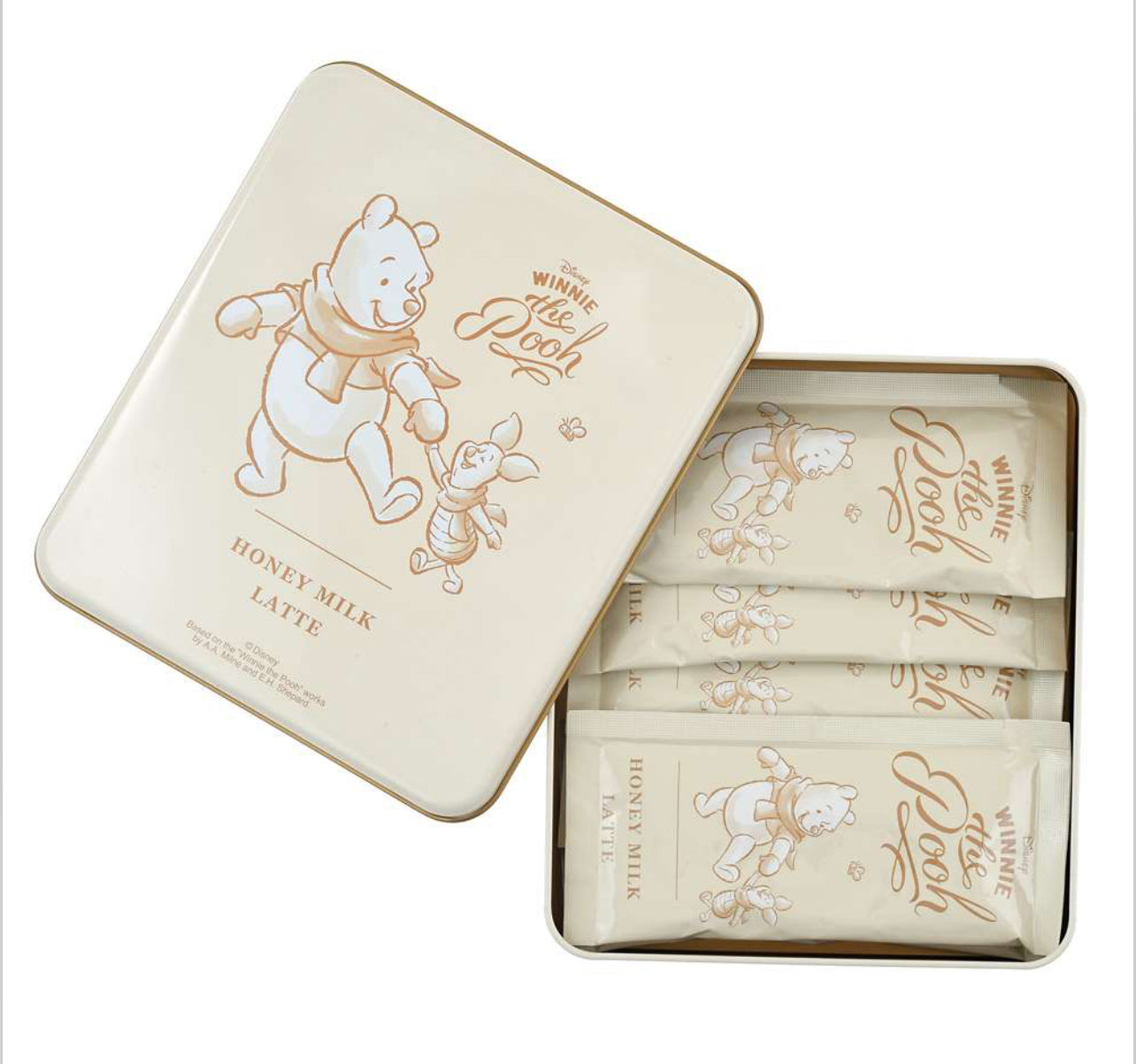 Disney|Winnie the pooh小熊维尼White pooh白色冬日限定蜂蜜拿铁/纯白收纳铁盒【24.11 】