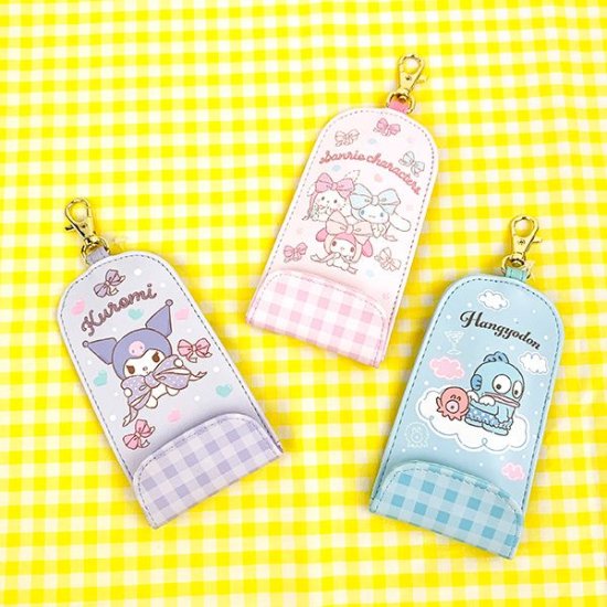 Sanrio|Pink Ribbon Key Case with Reel|70×125×8mm approx.