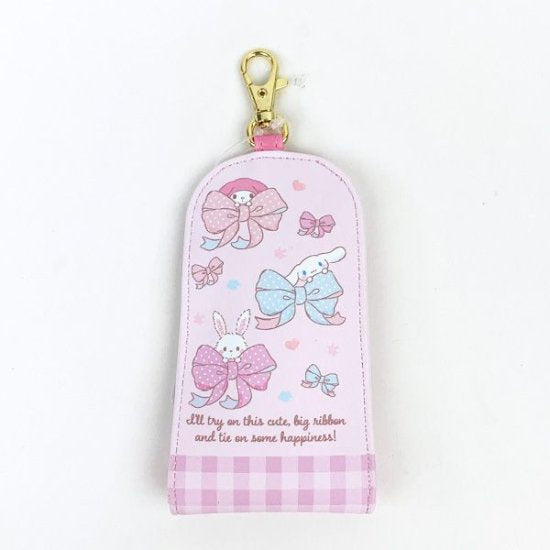 Sanrio|Pink Ribbon Key Case with Reel|70×125×8mm approx.