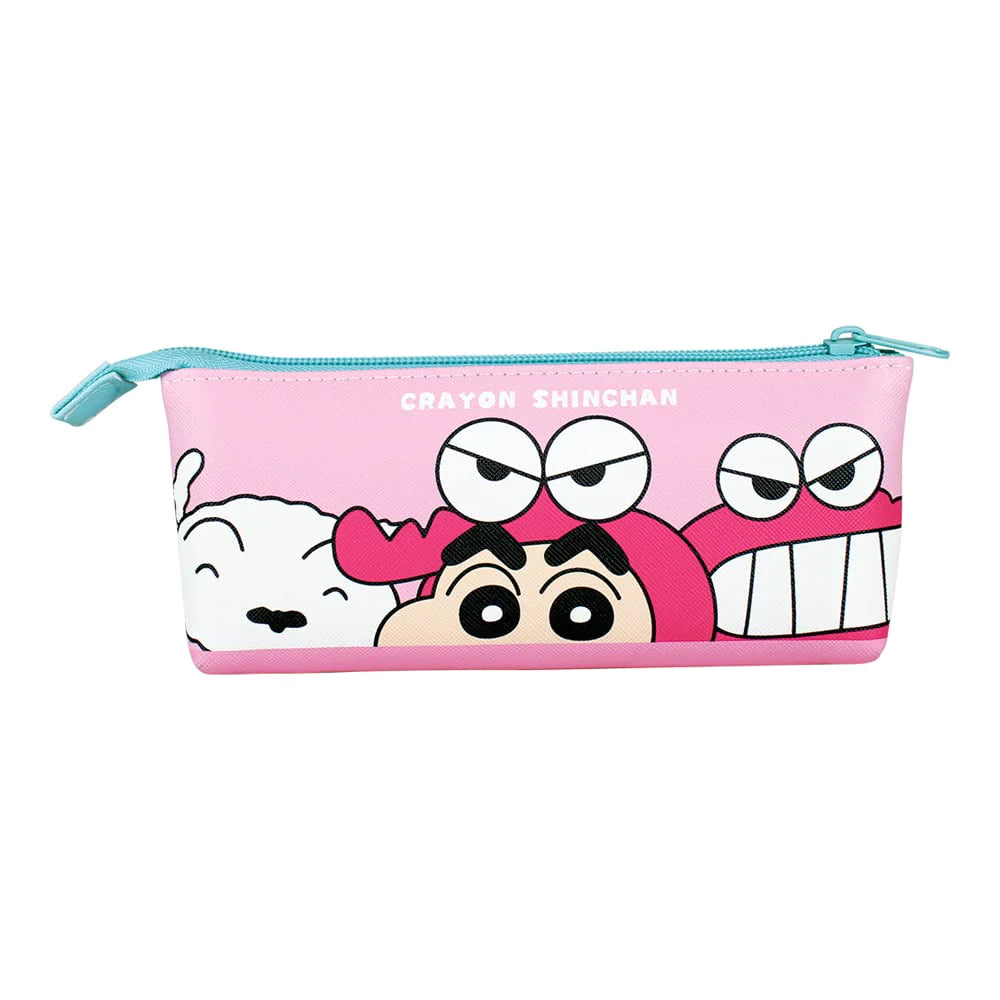 Crayon shin-chan蜡笔小新|十字纹皮质感双面双图案笔袋|約7.5cm×20.0cm×5.0cm