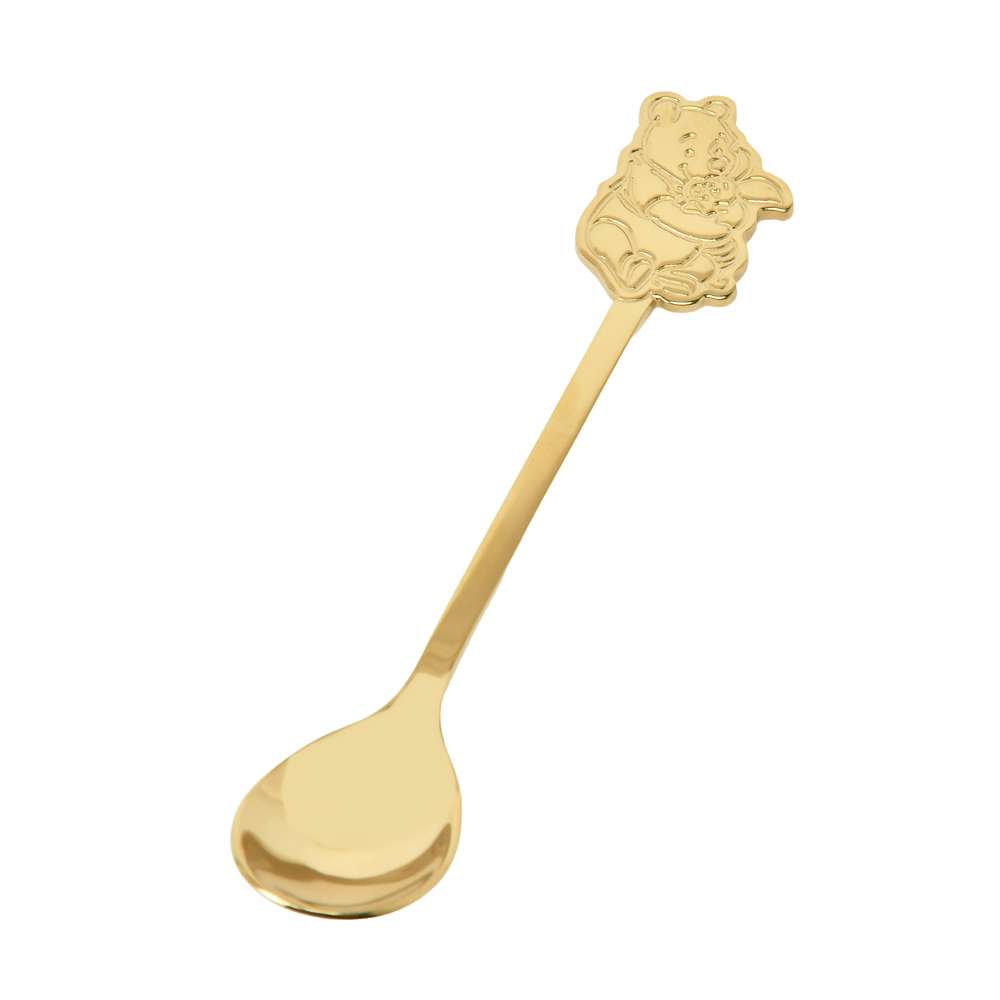 Disney|噗噗小熊维尼双层耐热玻璃杯+勺子礼盒装/杯子一圈的图案都很精美/金边杯口|高さ約13.7×幅10×奥行き10(cm)