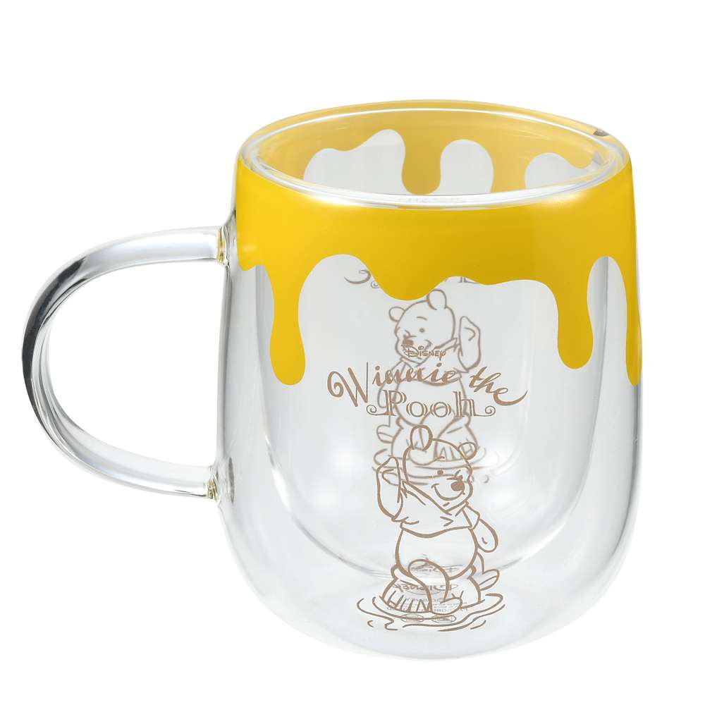 Disney|噗噗小熊维尼双层耐热玻璃杯/自带蜂蜜挂壁|高さ約10×幅13×奥行き9(cm)