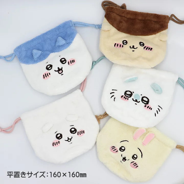 Chiikawa 吉伊卡哇|毛茸茸角色大头巾着/束口袋/防水内里|約W160×H160×D10mm