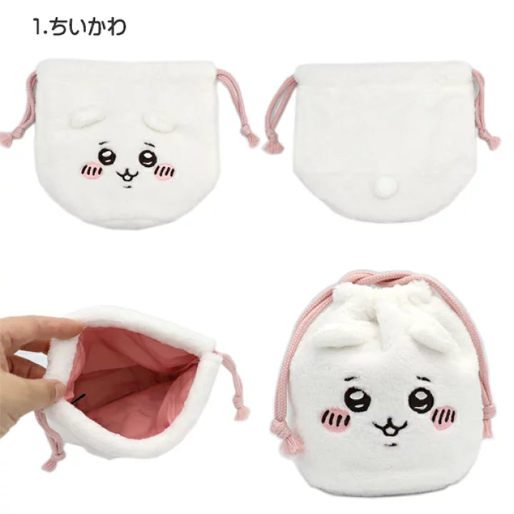 Chiikawa 吉伊卡哇|毛茸茸角色大头巾着/束口袋/防水内里|約W160×H160×D10mm