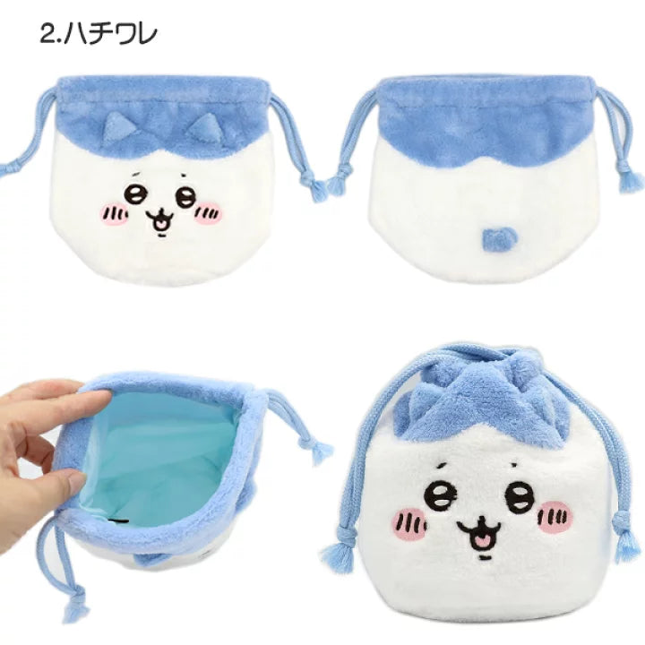 Chiikawa 吉伊卡哇|毛茸茸角色大头巾着/束口袋/防水内里|約W160×H160×D10mm